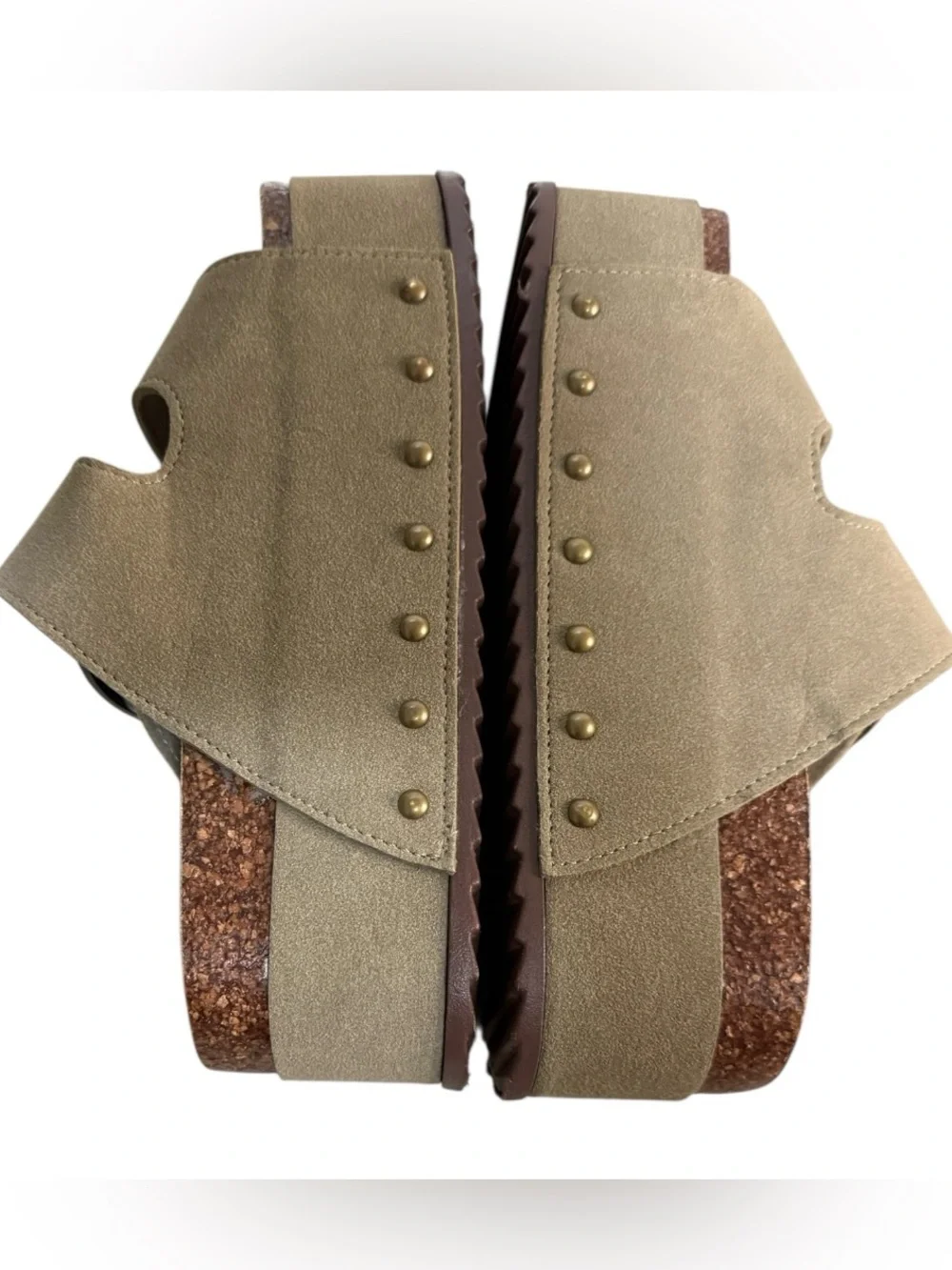 Madden Girl Double Buckle Platform Slide Sandals Taupe Women’s Size 6